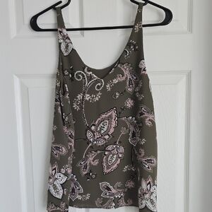 Reitmans Olive and Pink Paisley Camisole